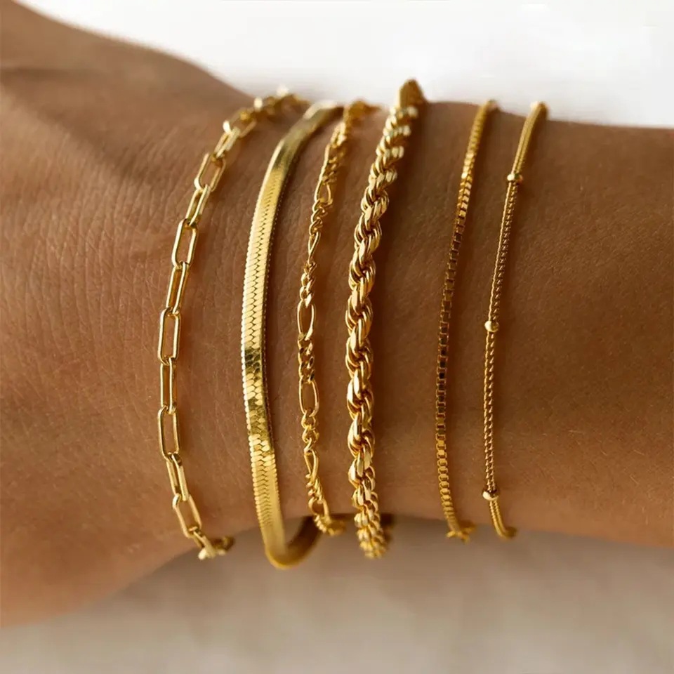 Simple Stainless Steel Exquisite Bead Necklace Bracelet
