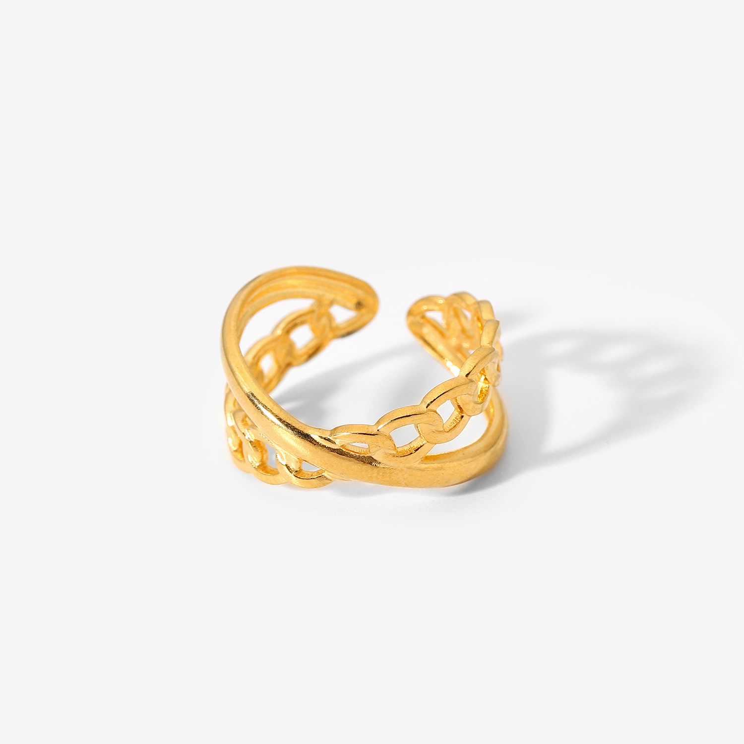Fashion Double-layer Chain Cross Open Ring Image 2