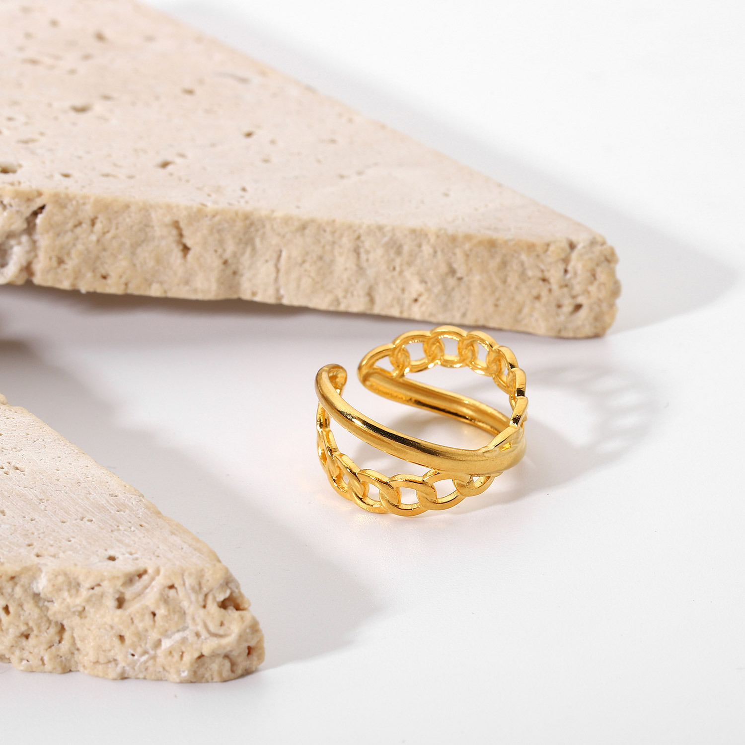 Fashion Double-layer Chain Cross Open Ring Image 6