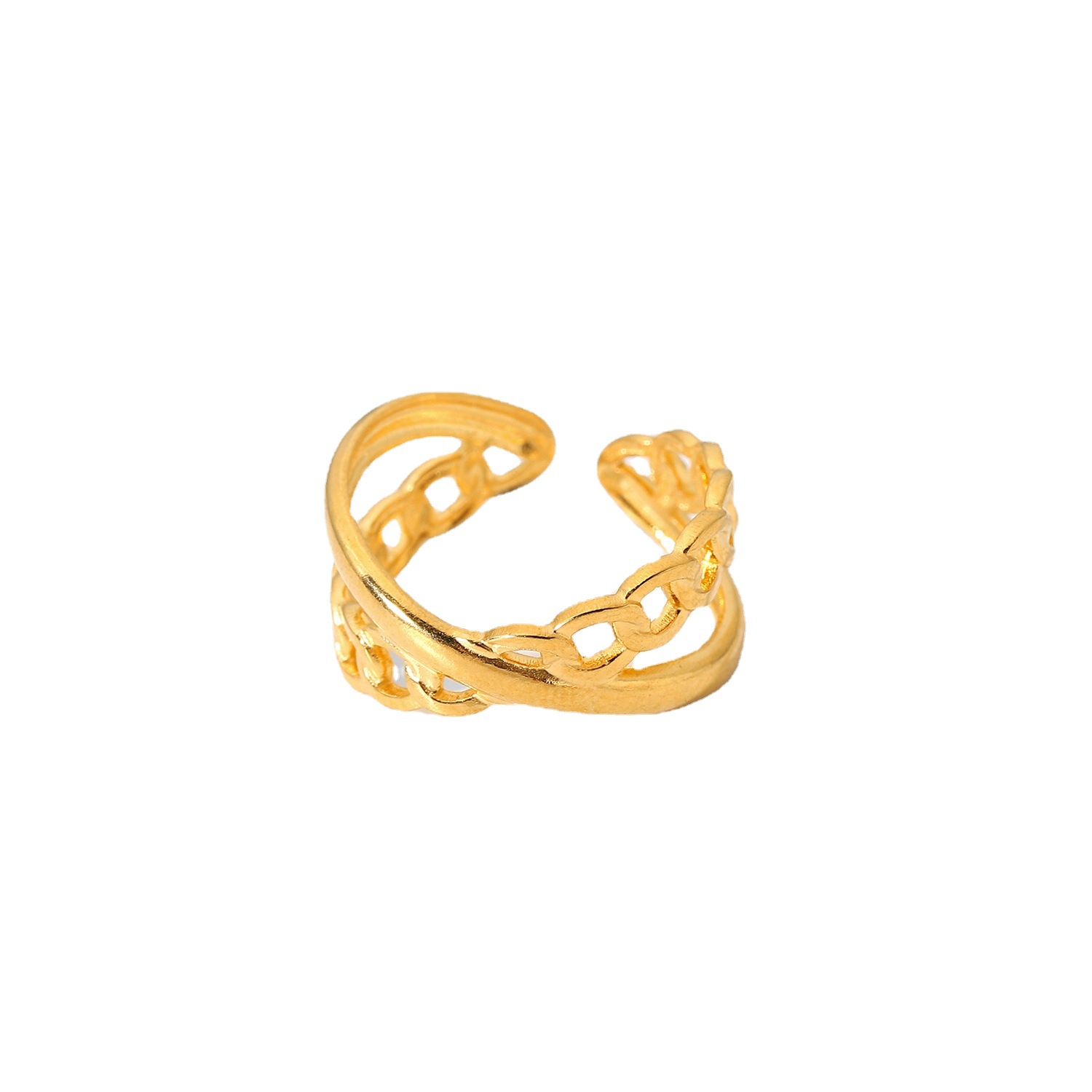 Fashion Double-layer Chain Cross Open Ring Image 3