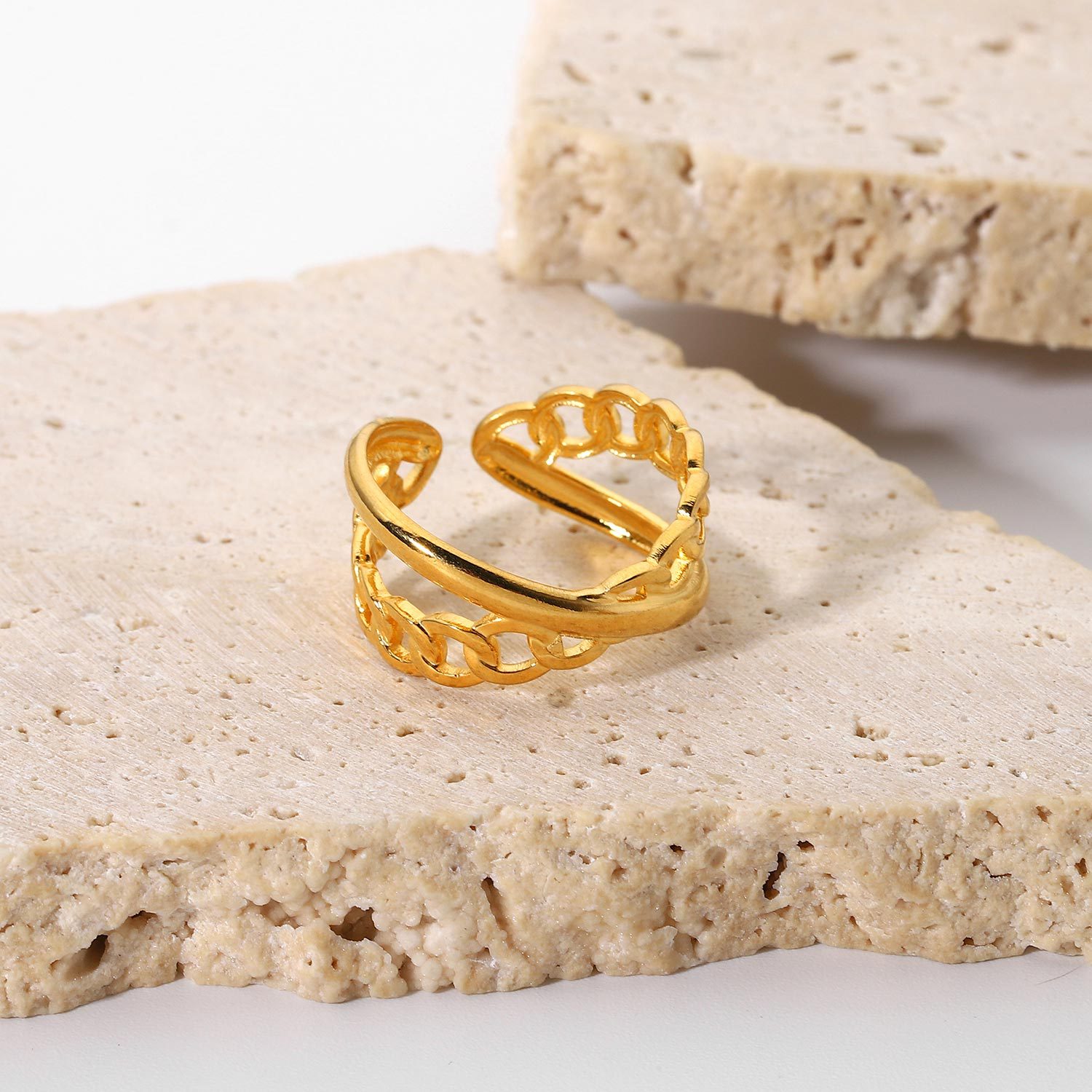 Fashion Double-layer Chain Cross Open Ring Image 5