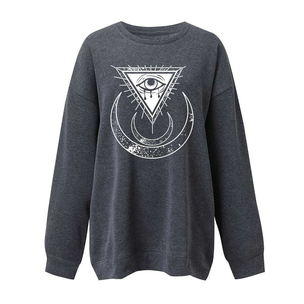 Moon's Third Eye Down Shoulder Fleece Sweater Image 5