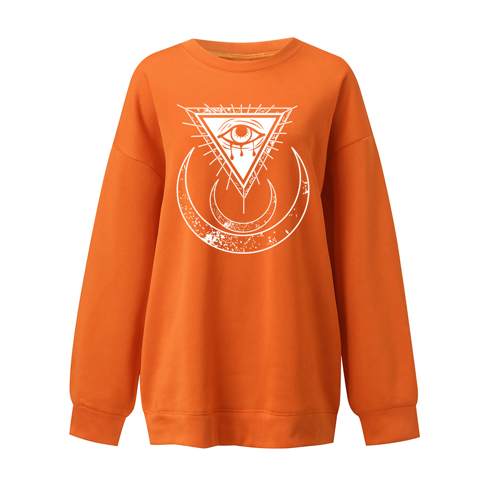 Moon's Third Eye Down Shoulder Fleece Sweater Image 1