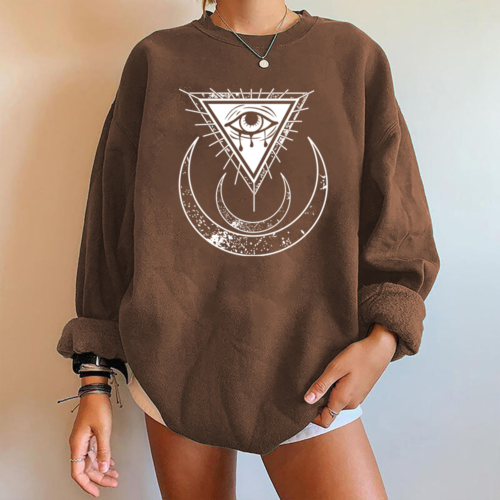 Moon's Third Eye Down Shoulder Fleece Sweater Image 3