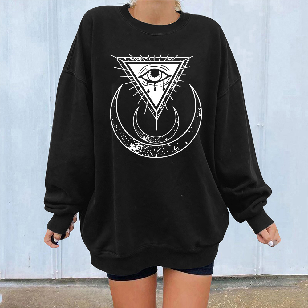 Moon's Third Eye Down Shoulder Fleece Sweater Image 6
