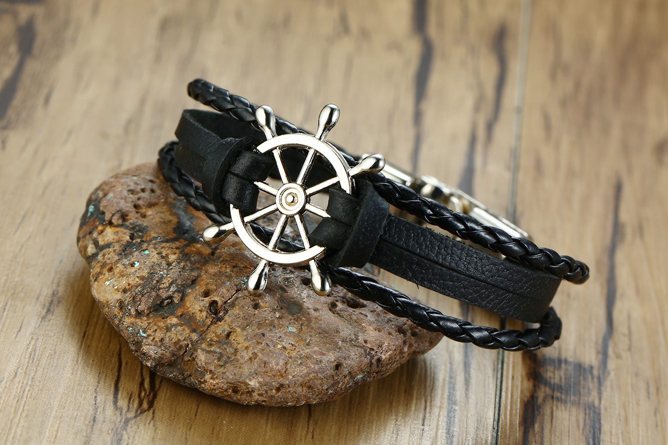 Alloy Buckle Rudder Leather Bracelet 1