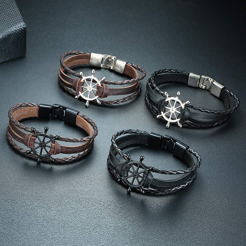 Alloy Buckle Rudder Leather Bracelet 4