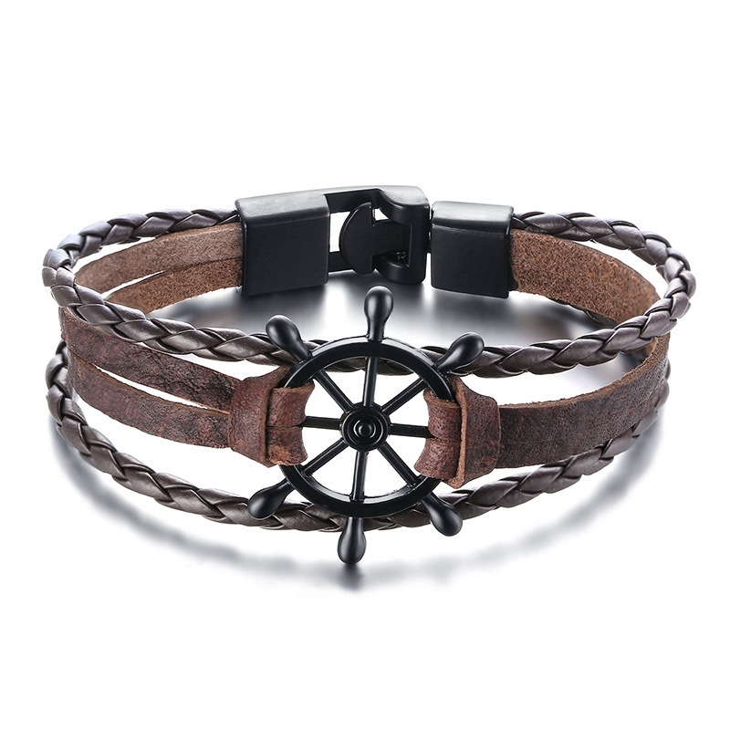 Alloy Buckle Rudder Leather Bracelet 6
