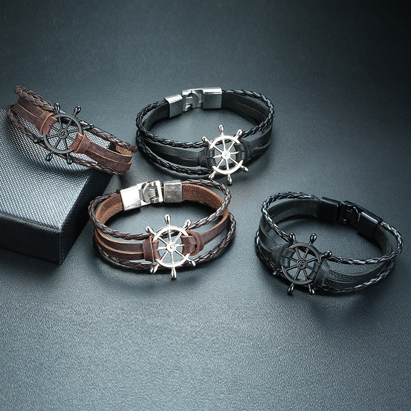 Alloy Buckle Rudder Leather Bracelet 5