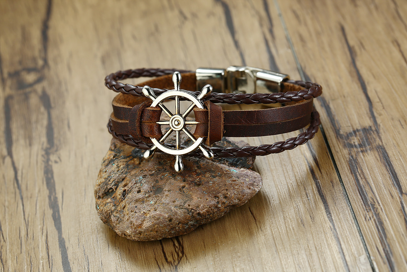 Alloy Buckle Rudder Leather Bracelet 3