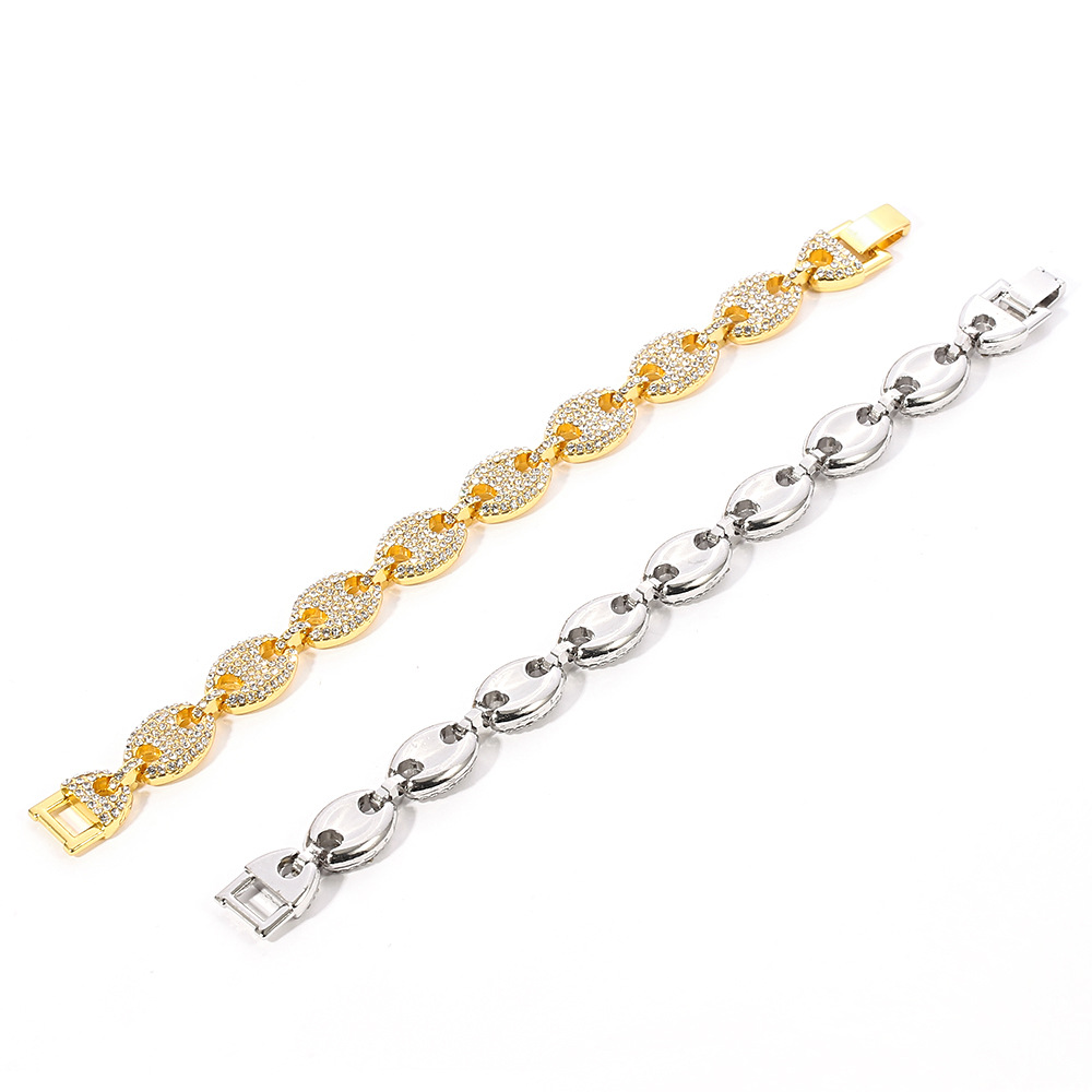 Coffee Bean Pig Nose Cuban Bracelet 9