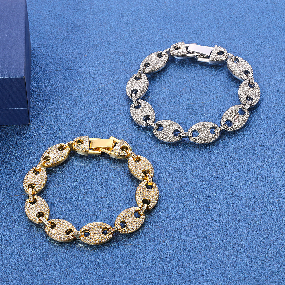 Coffee Bean Pig Nose Cuban Bracelet 1