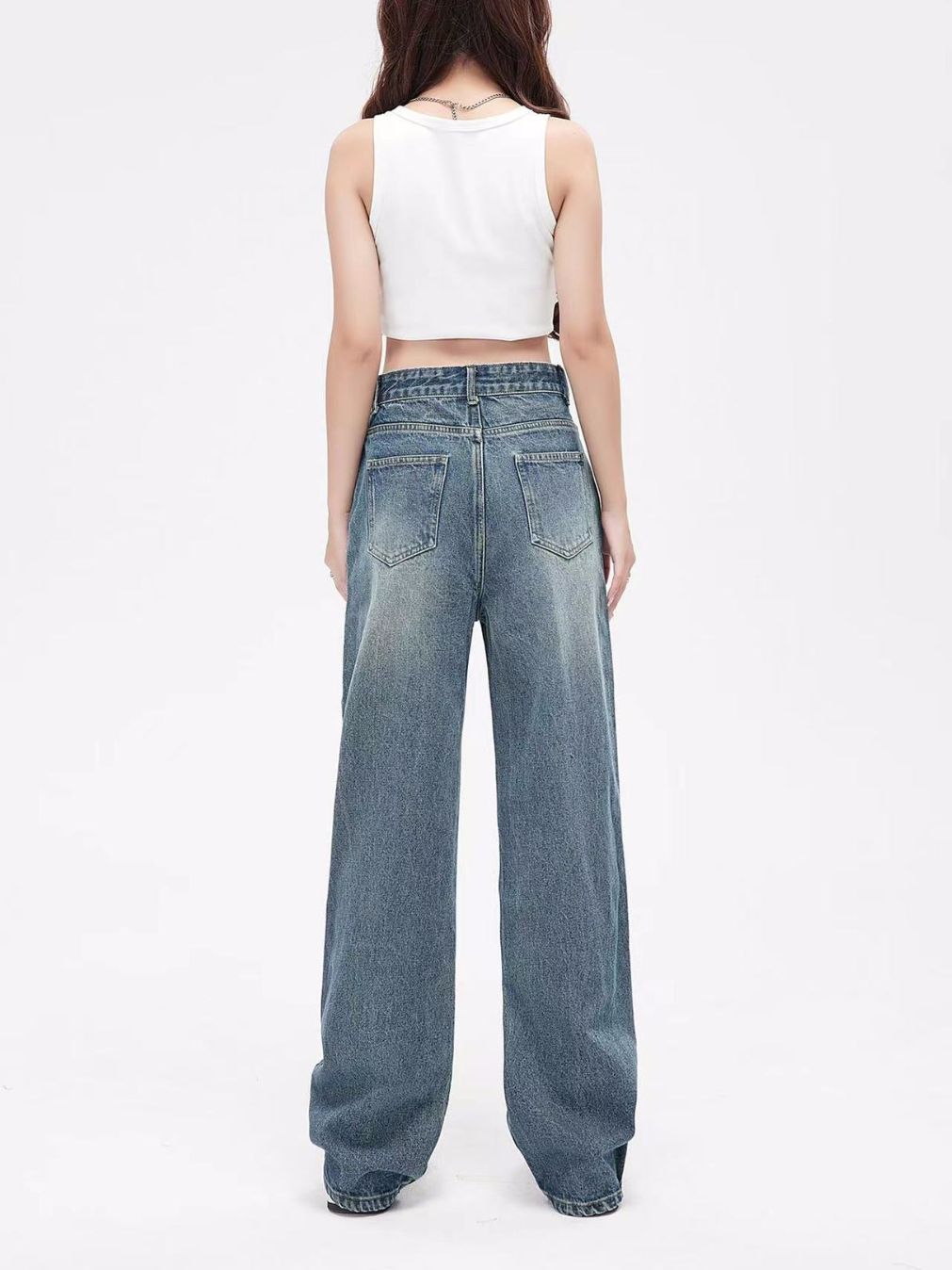 Retro Distressed Straight Jeans Image 3