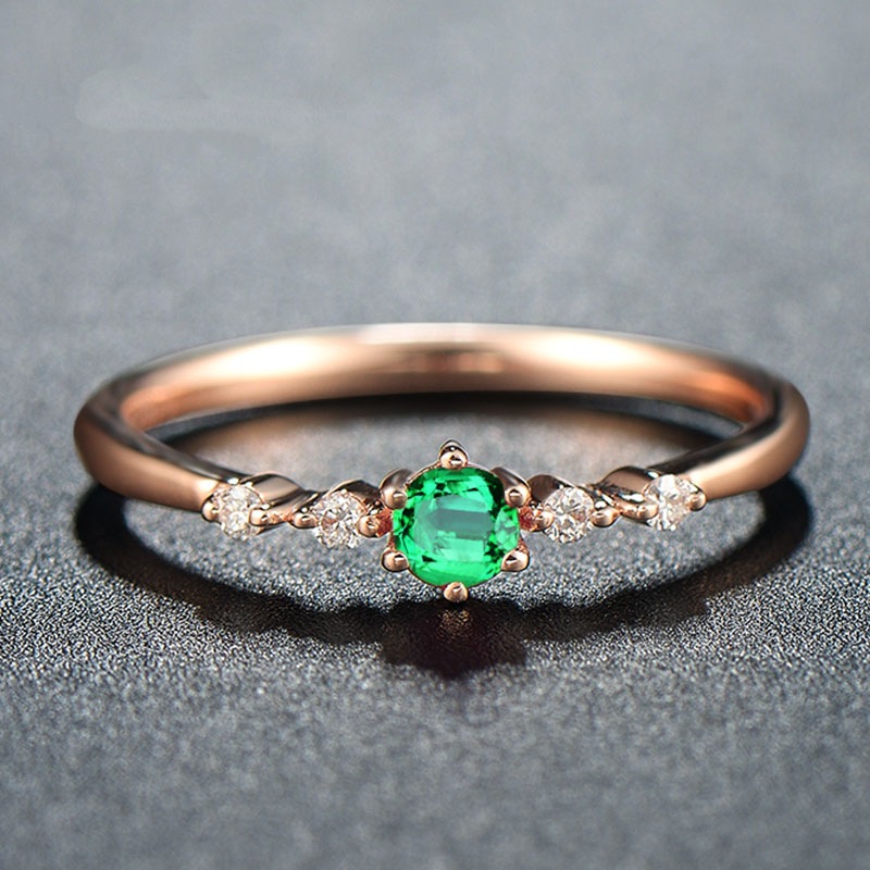 Emerald Plated 18K Rose Gold Ring Image 1