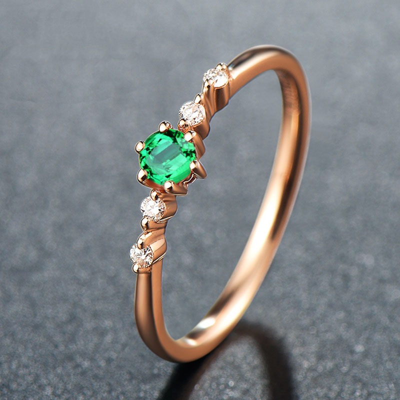 Emerald Plated 18K Rose Gold Ring Image 4