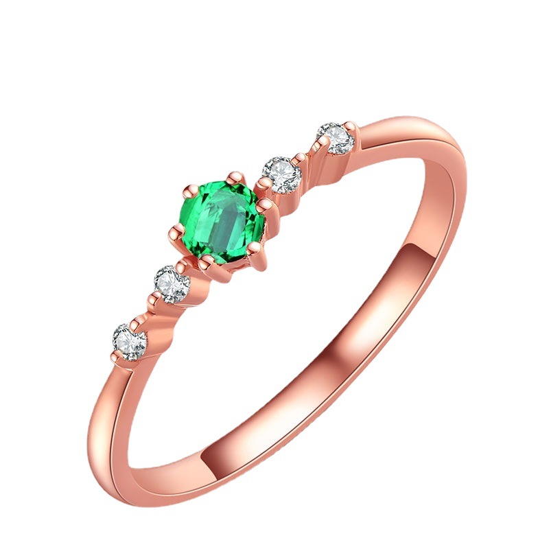 Emerald Plated 18K Rose Gold Ring Image 2