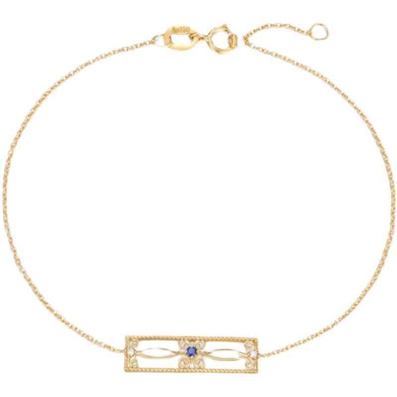 S925 Sterling Silver Gold-plated Quadrilateral Bracelet Image 4