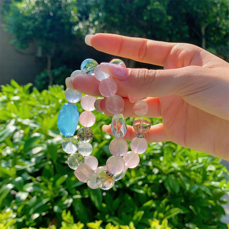 Aquamarine Pink Crystal Bracelet 5