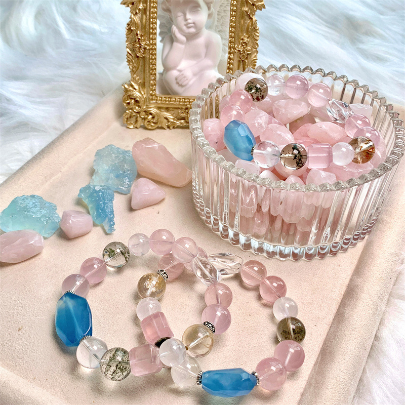 Aquamarine Pink Crystal Bracelet 3