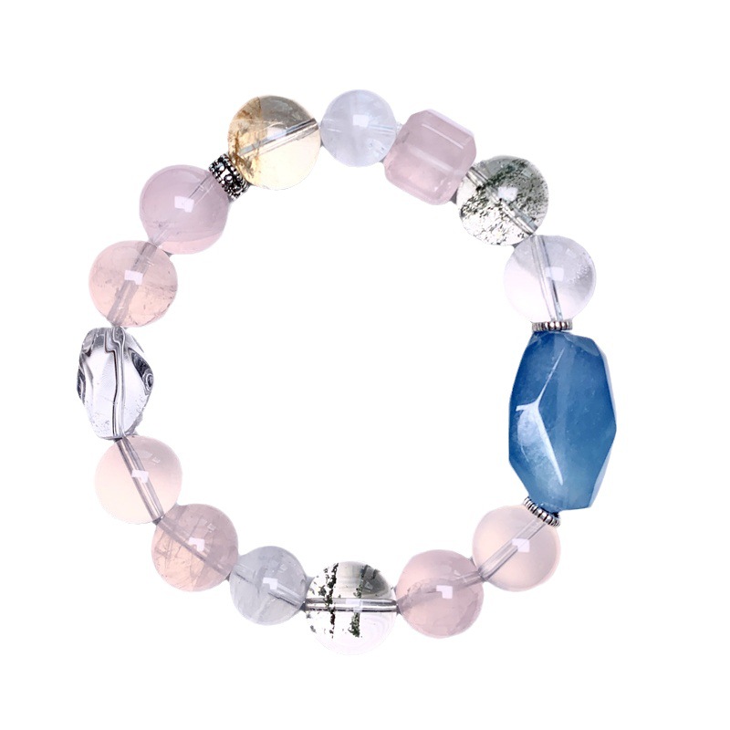 Aquamarine Pink Crystal Bracelet 4