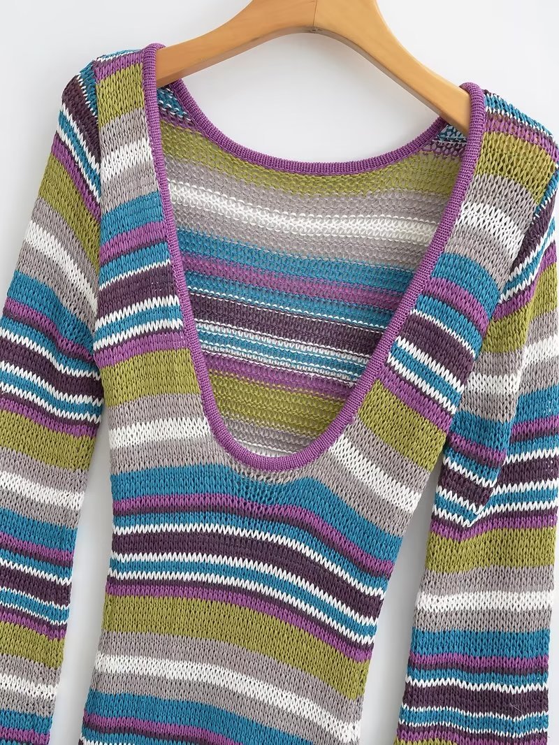 Striped Knitted Dress Image 2