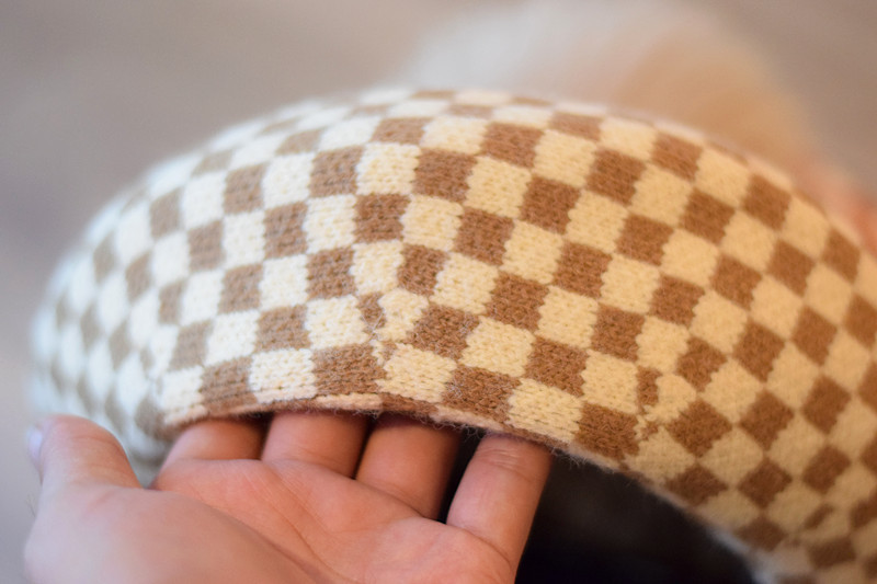 Wool Octagonal Small Square Grid Beret Image 6