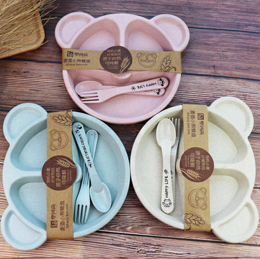 Wheat Split Bear Plate Set