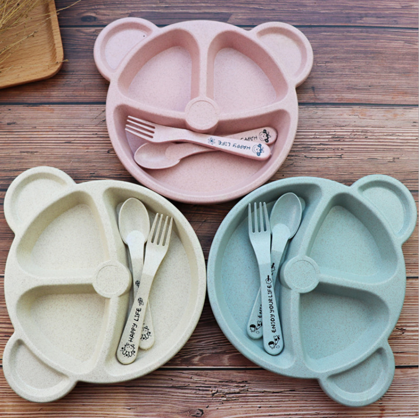 Wheat Split Bear Plate Blue