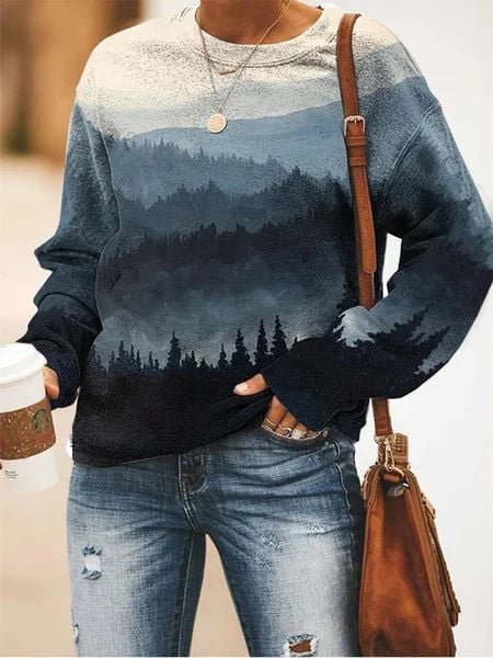 Women's Floral Print Pullover - Close-up
