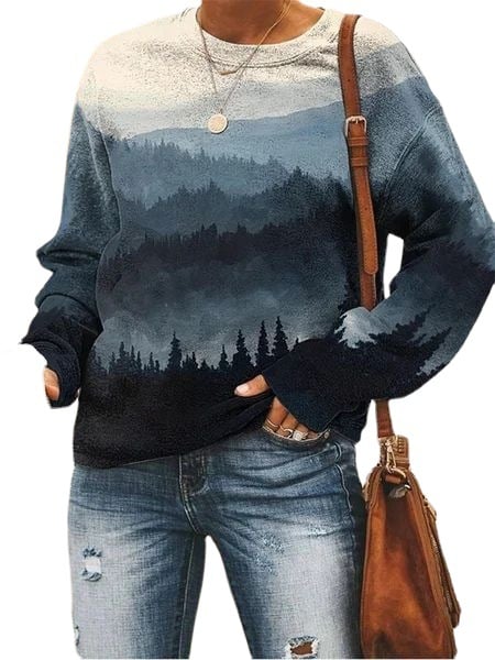 Women's Floral Print Pullover - Detail View