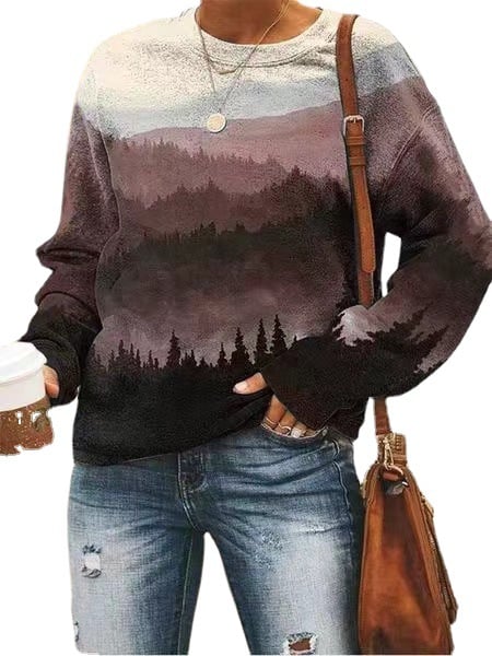 Women's Floral Print Pullover - Back View