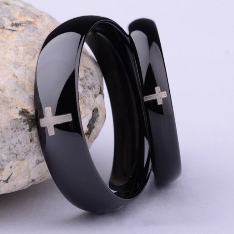 Fashion Simple Stainless Steel Cross Ring 1