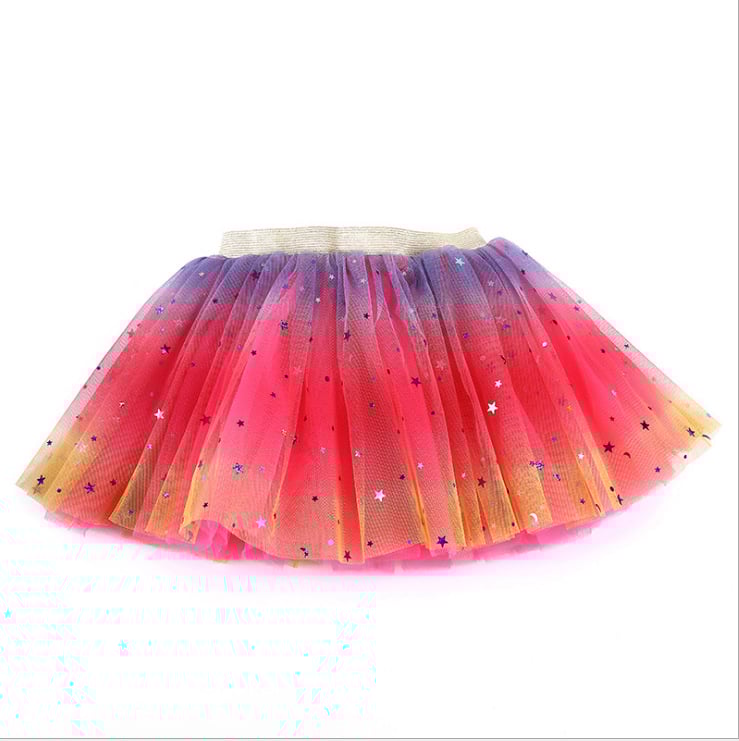 Children's Tulle Five-pointed Star Rainbow Skirt