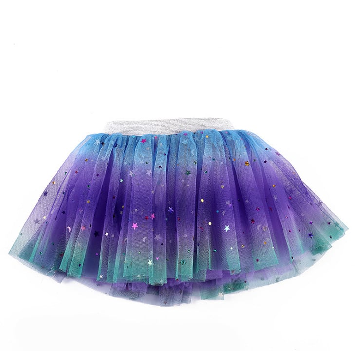 Children's Tulle Five-pointed Star Rainbow Skirt