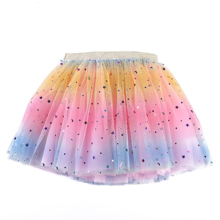 Children's Tulle Five-pointed Star Rainbow Skirt