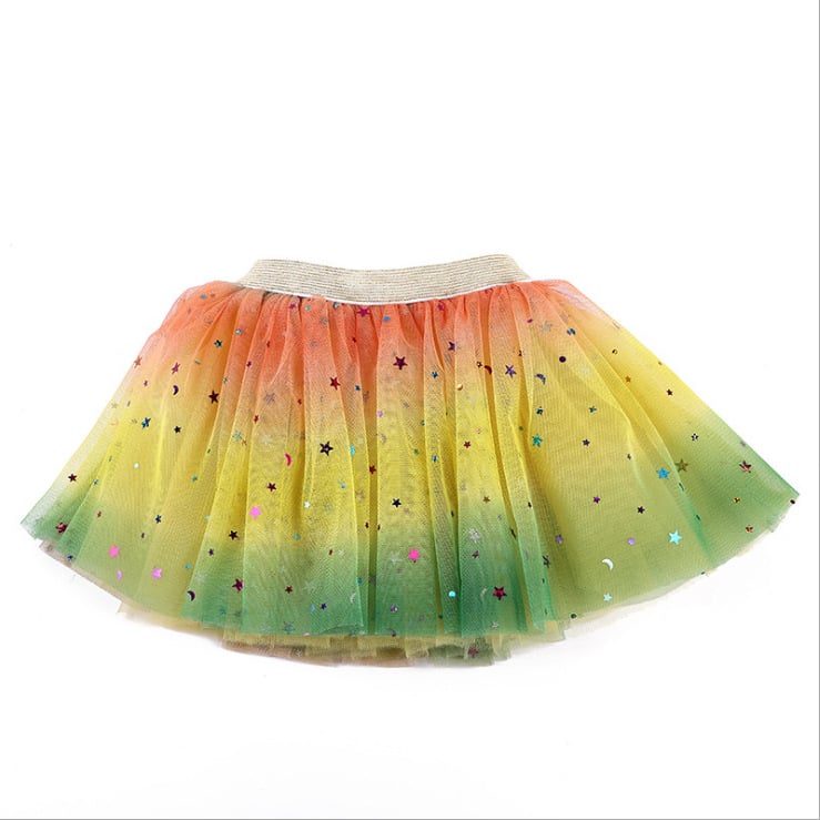Children's Tulle Five-pointed Star Rainbow Skirt