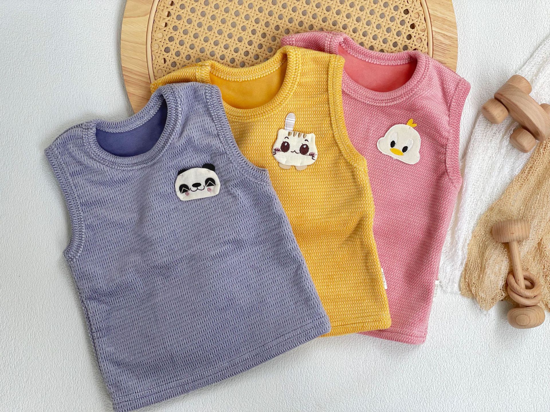 Children's Fleece Vest - Blue Panda
