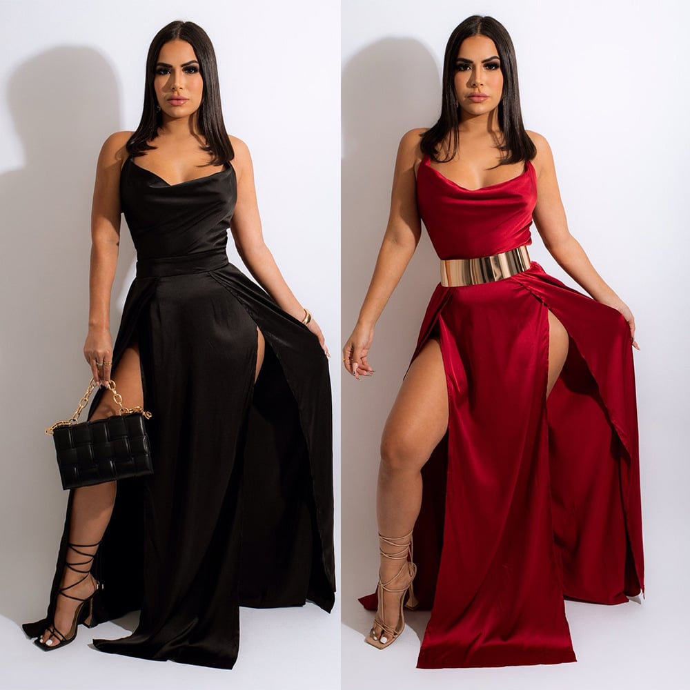 Black Sling Backless Swing Dress