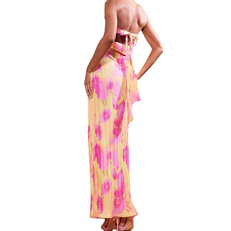 Women's Tube Top Dress in Red Printing