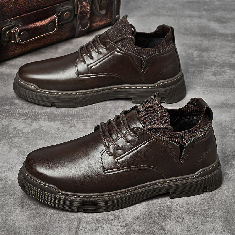 Fashion Round Toe Thick-soled PU Men's Shoes Image 2