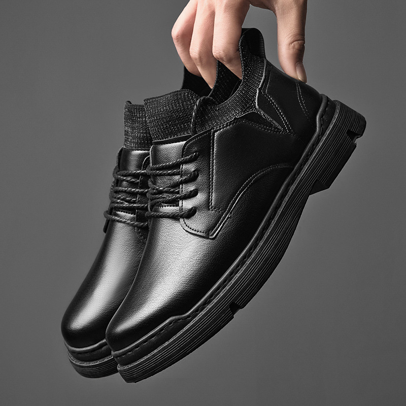 Fashion Round Toe Thick-soled PU Men's Shoes Image 1