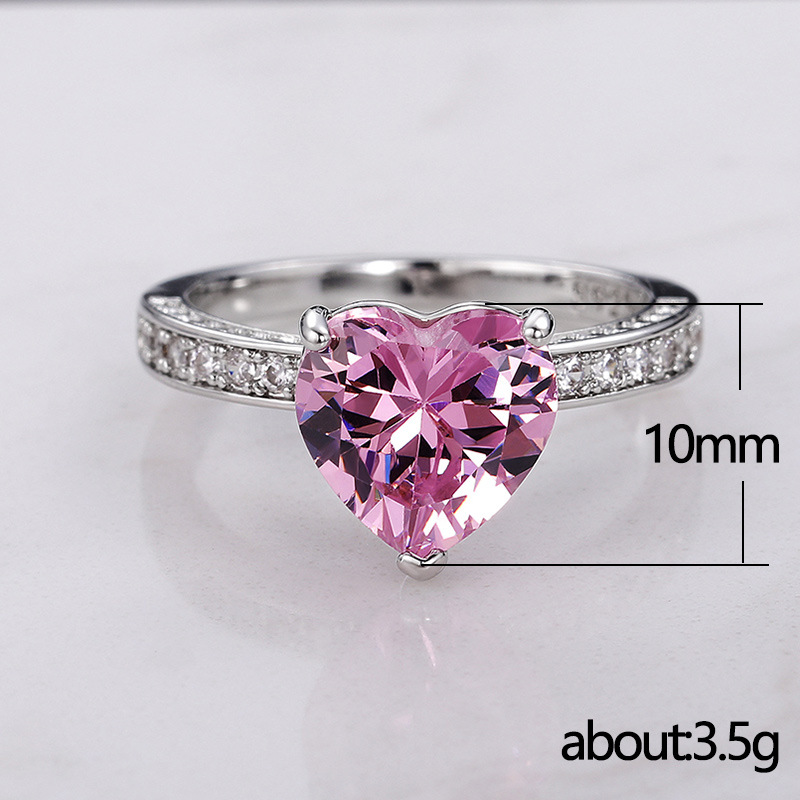 Anillo de circonita en forma de corazón Imagen 8