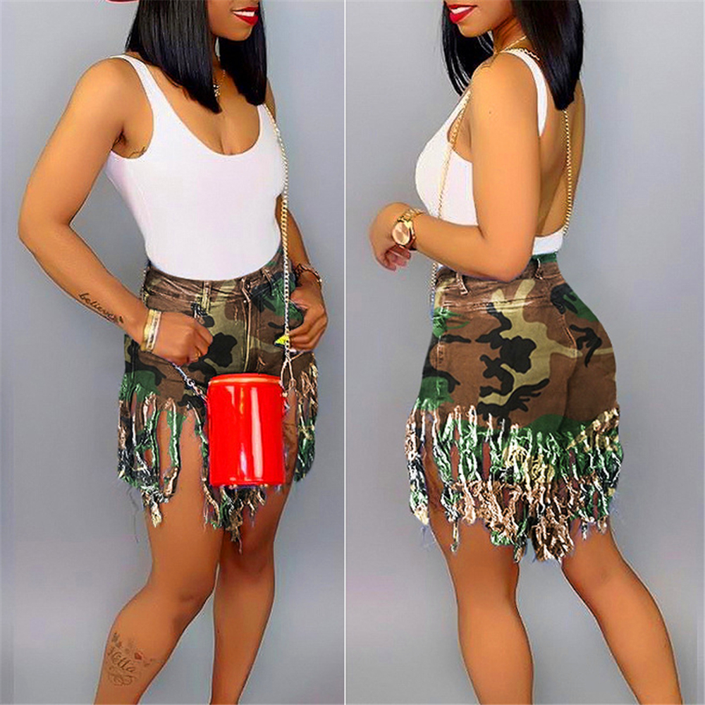 Fringed Women's Denim Shorts - Style 6