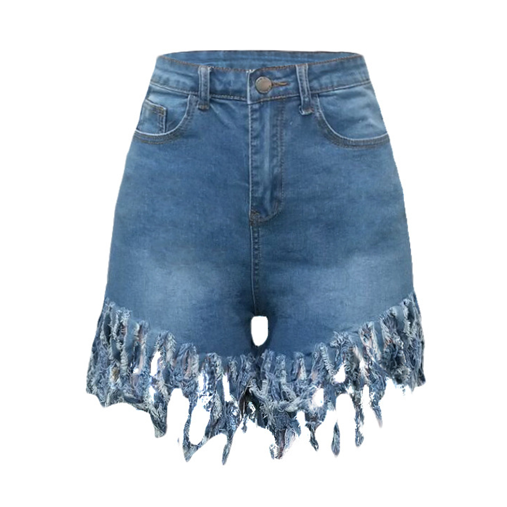 Fringed Women's Denim Shorts - Style 4