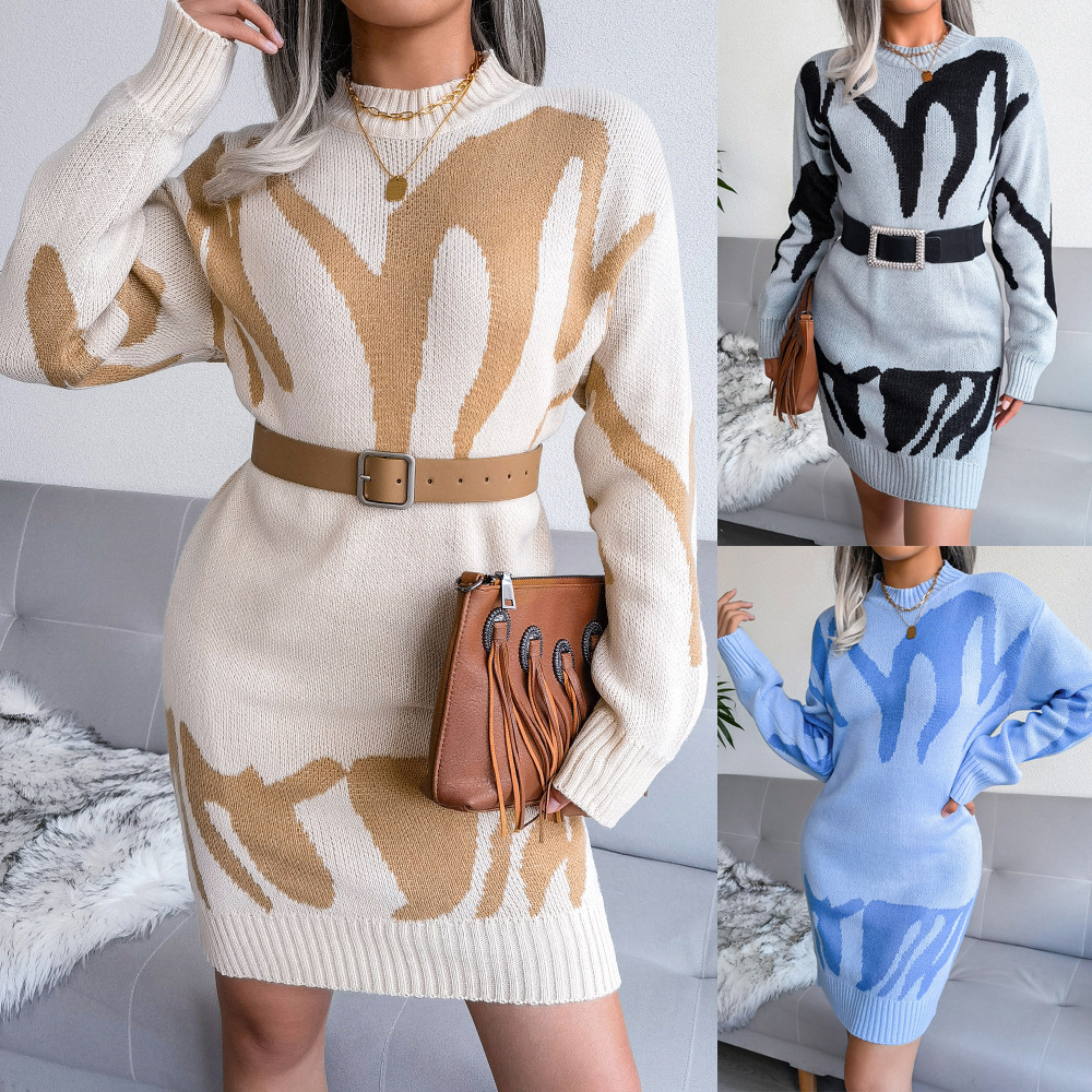 Geometric Long Knit Sweater Skirt Image 5