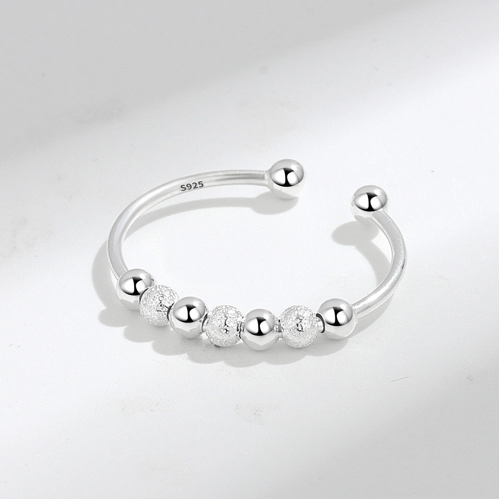 S925 Sterling Silver Decompression Anxiety Beaded Ring Image 5