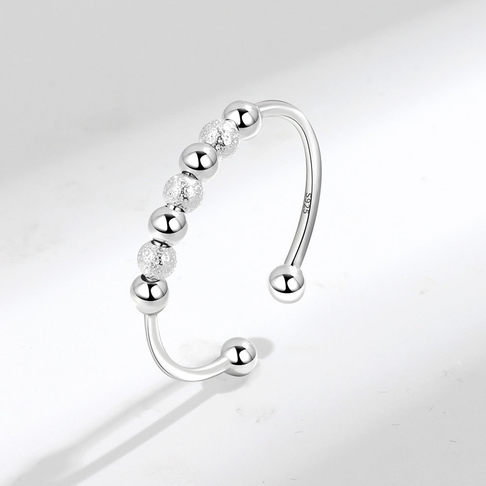 S925 Sterling Silver Decompression Anxiety Beaded Ring Image 3