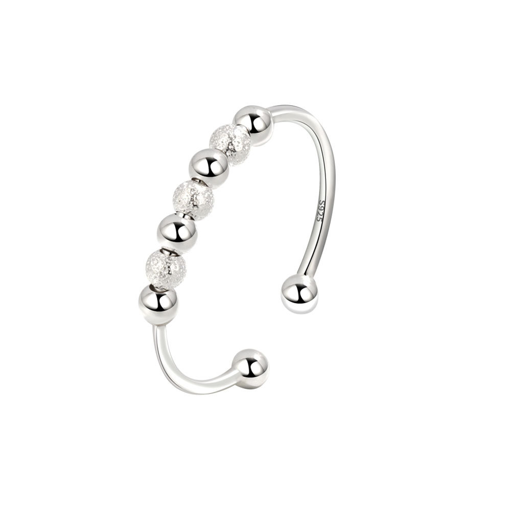 S925 Sterling Silver Decompression Anxiety Beaded Ring Image 6
