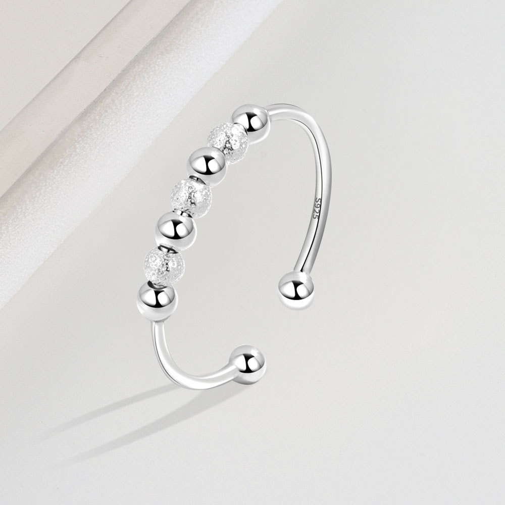 S925 Sterling Silver Decompression Anxiety Beaded Ring Image 2