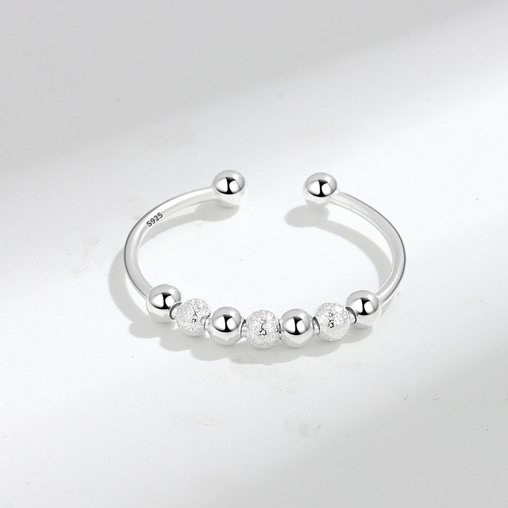 S925 Sterling Silver Decompression Anxiety Beaded Ring Image 4